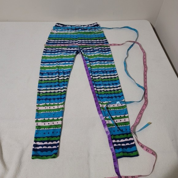 OS lularoe Leggings striped scallop blue green white - Picture 4 of 11